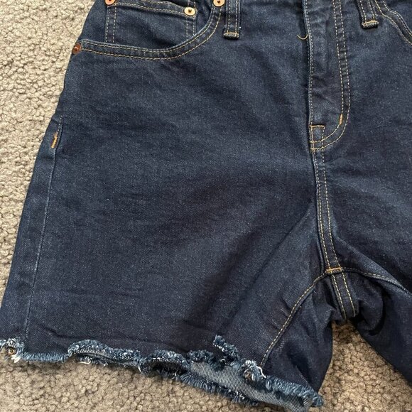 MADEWELL High Rise Denim Cut Off Shorts - Dark Wash - EUC - Size 26 - Picture 2 of 10